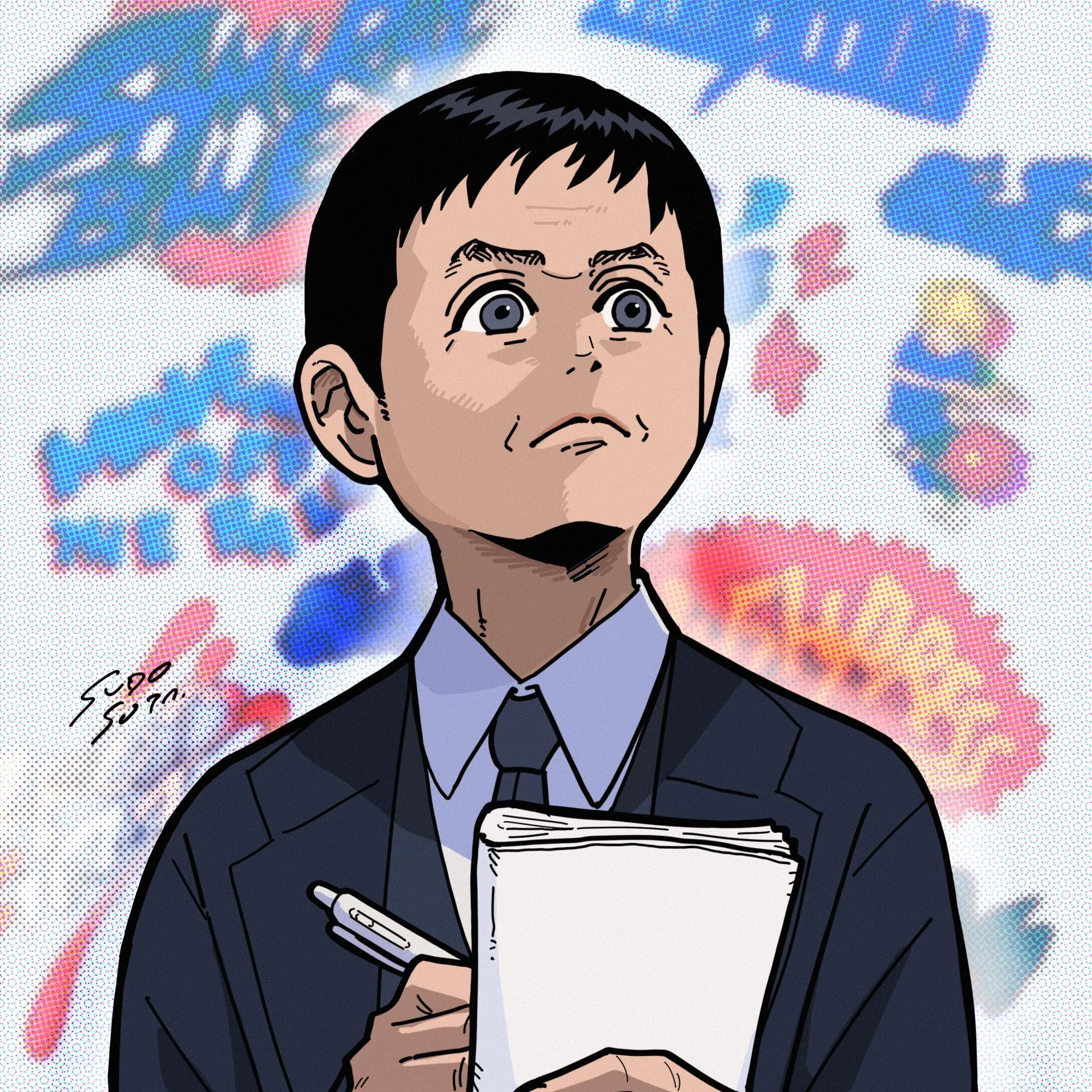 サッカー日本代表 森保一監督 似顔絵